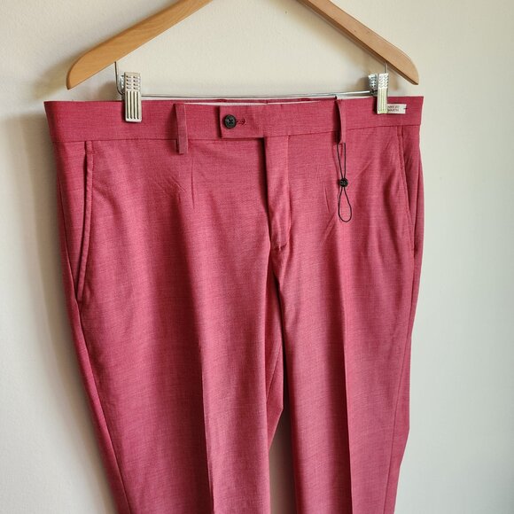 36x34 Rose Pink Pants New Jos A Bank Skinny Fit Pant Polyester Nwt Mens Magenta - Picture 8 of 17